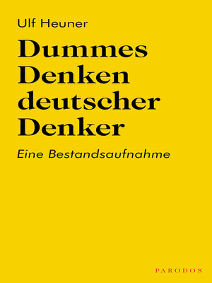 cover image of Dummes Denken deutscher Denker